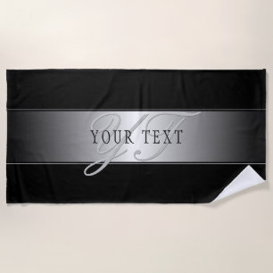 Serviette De Plage Élégant écriture de script de monogramme modifiabl