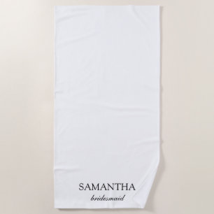 Serviette De Plage Élégant Mariage Minimaliste Blanc Script Robe de D