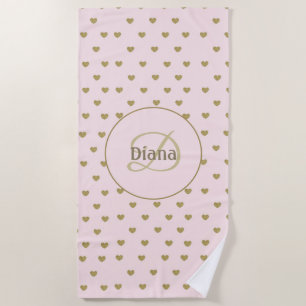 Serviette De Plage Élégant Moderne Blush Pink Initiales Monogramme