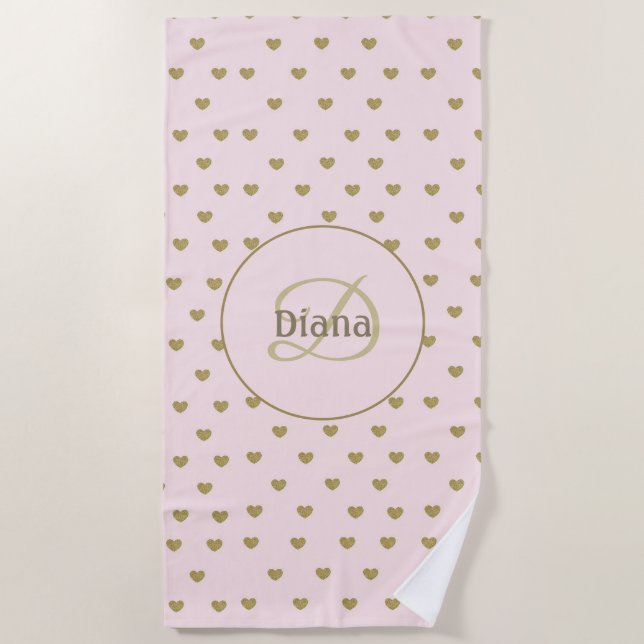 Serviette De Plage Élégant Moderne Blush Pink Initiales Monogramme (Devant)