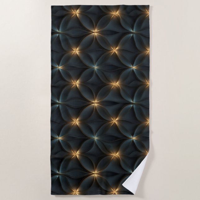 Serviette De Plage Élégant Motif Abstrait avec lumière dorée (Devant)