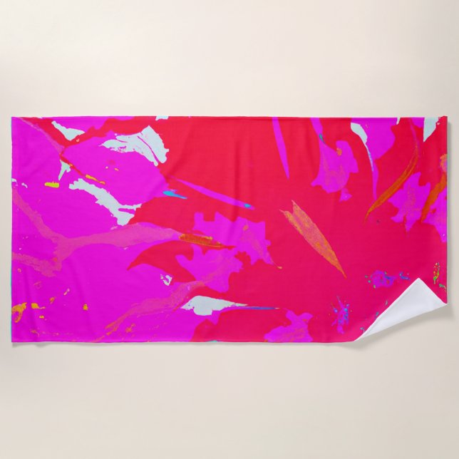 Serviette De Plage Élégant Motif Abstrait rose (Devant)