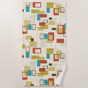 Serviette De Plage Élégant motif rétro rétro du milieu du siècle rétr