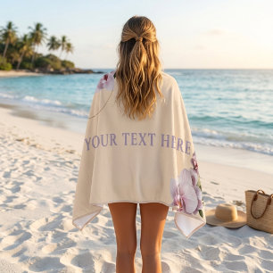Serviette De Plage Élégant Orchidée Florale Monogramme Nom Personnali