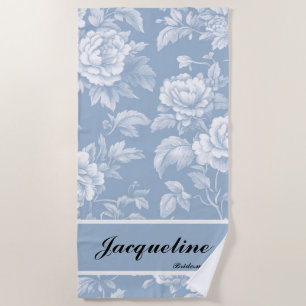 Serviette De Plage Elégante Bachelorette en toile bleue Dusty Vintage