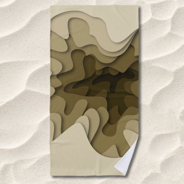 Serviette De Plage Élégantes lignes ondulées marron été (Créateur téléchargé)