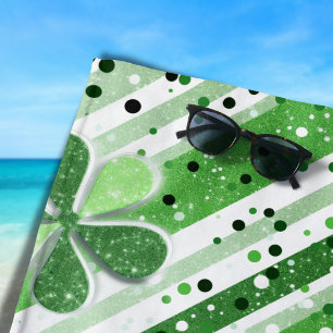 Serviette De Plage Élégantes rayures vertes et blanches Shamrock Pail