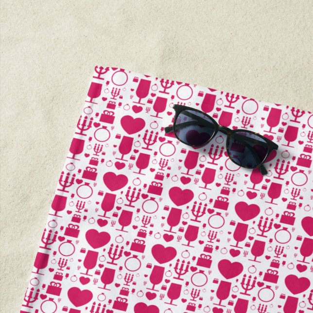 Serviette De Plage éléments de motifs de la Saint-Valentin (En situation)