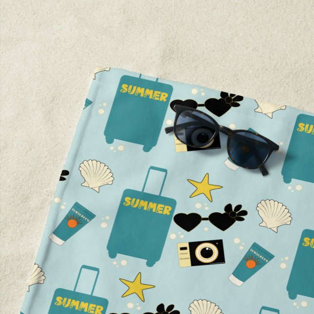 Serviette de plage éléments de vacances d'été mign (En situation)