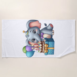 Serviette De Plage Éléphant pour 14e anniversaire