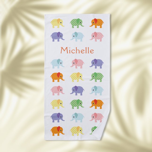 Serviette de plage Éléphants Colorés pour Enfants  (Colorful Elephants for the Perfect Beach Fun! 🐘🎉)