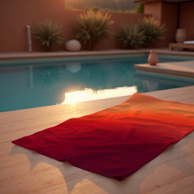 Serviette De Plage Embres de fond - Arbre Abstraite chaude (Fading Embers Towel. Bask in serene warmth, a luxurious abstract glow for beach or pool.)