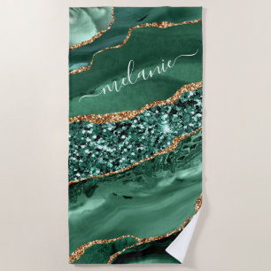 Serviette De Plage Emerald Green Gold Parties scintillant Beach Towne