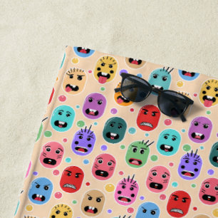 Serviette De Plage Émotions Visages Colorés