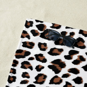 Serviette De Plage Empreinte de léopard blanc