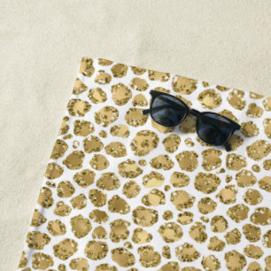 Serviette De Plage Empreinte de léopard Glitzy Glam Gold Parties scin