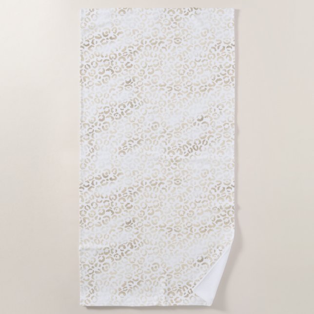 Serviette De Plage Empreinte de léopard Gold Blanc (Devant)