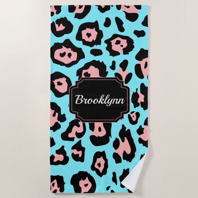 Serviette De Plage Empreinte de léopard mignon (Devant)
