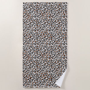 Serviette De Plage Empreinte de léopard noir blanc Peach