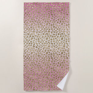 Serviette De Plage Empreinte de léopard or rose