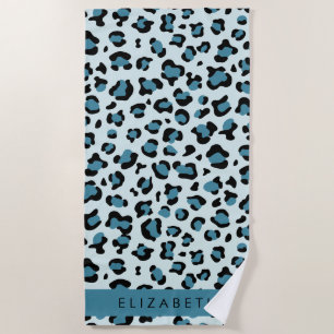 Serviette De Plage Empreinte de léopard, Spots, Leopard Bleu, Votre N
