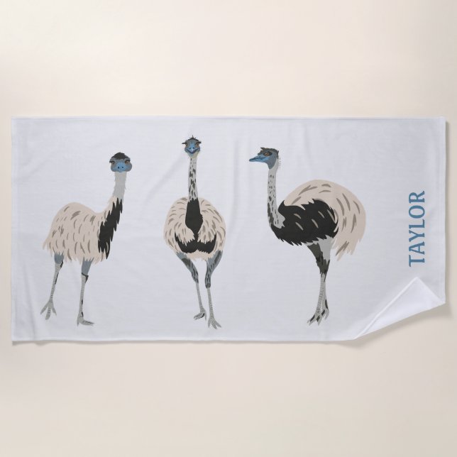Serviette De Plage Emus Bird Lovers Personnalisé (Devant)
