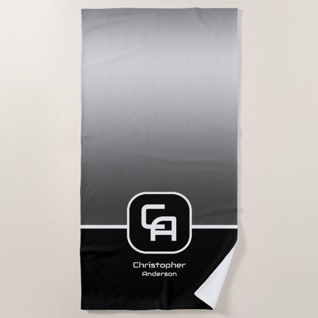 Serviette de plage en argent métallique (Devant)