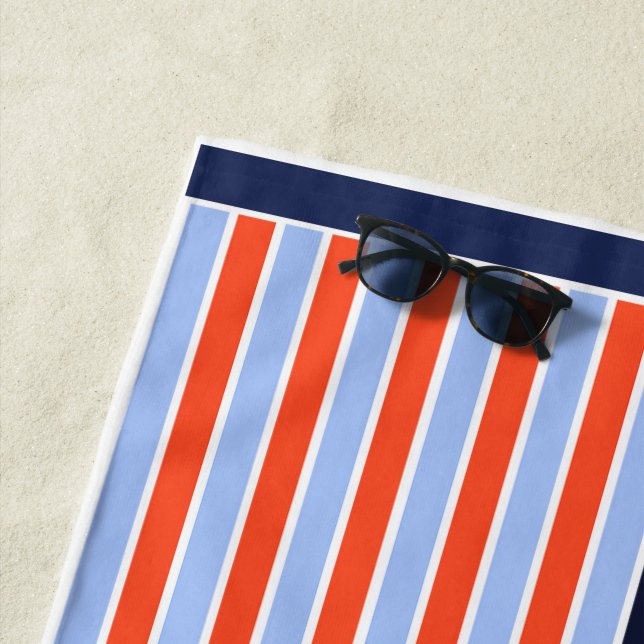 Serviette de plage en coton rayé (En situation)