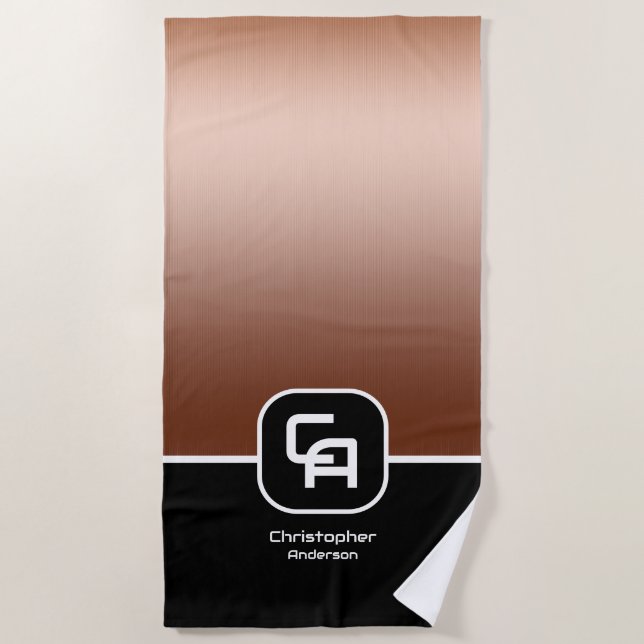 Serviette de plage en cuivre métallique Monogram (Devant)