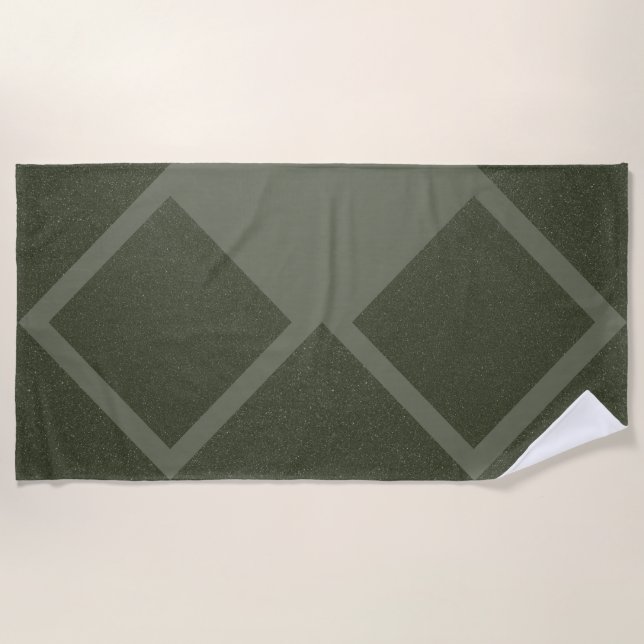 Serviette de plage en diamant vert de mousse géomé (Devant)