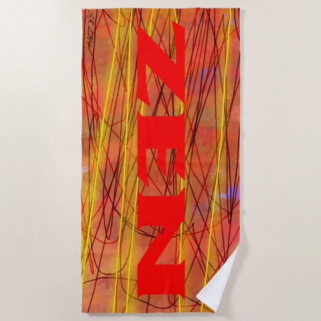 Serviette de plage en fil rouge zen (Devant)