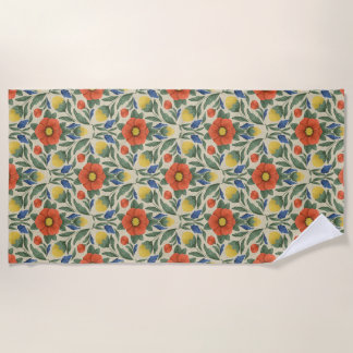 Serviette de plage en fleurs rustique