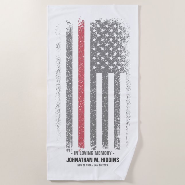 Serviette De Plage En mémoire d'amour FeuFighter Mince drapeau de lig (Devant)