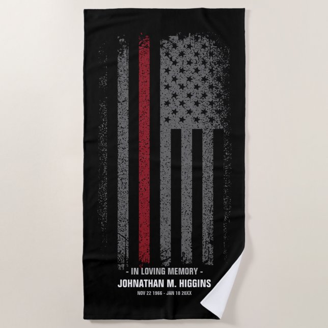 Serviette De Plage En mémoire d'amour FeuFighter Mince drapeau de lig (Devant)