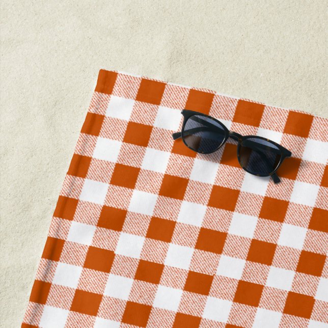 Serviette De Plage en vichy vérifier Brown (En situation)