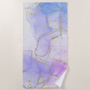 Serviette De Plage Encre d'alcool rose, pourpre et bleu