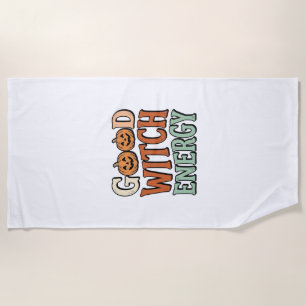 Serviette De Plage Énergie de bonne sorcière Design vectoriel Hallowe