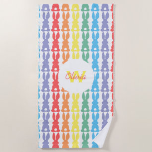 Serviette De Plage Enfants Adorable Motif de lapin arc-en-ciel person