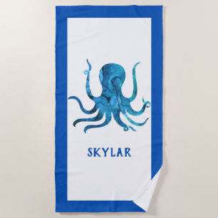 Serviette De Plage Enfants bleus de marine de vie marine d'océan de