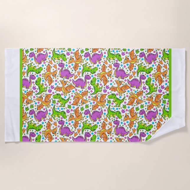 Serviette De Plage Enfants Dinosaure amis (Devant)