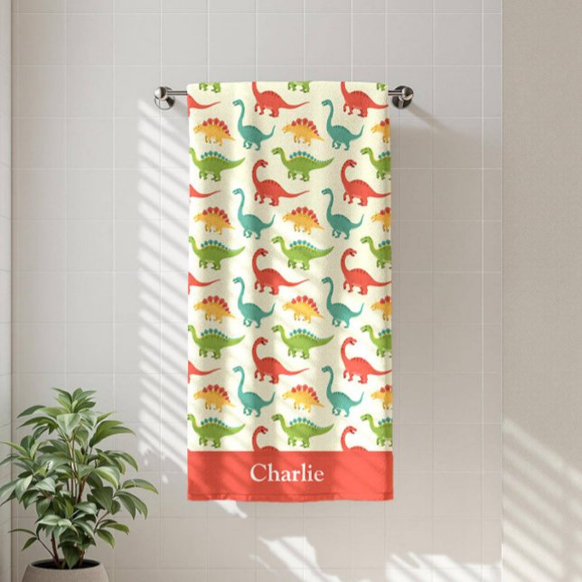 Serviette De Plage Enfants Dinosaure Rouge (Créateur téléchargé)