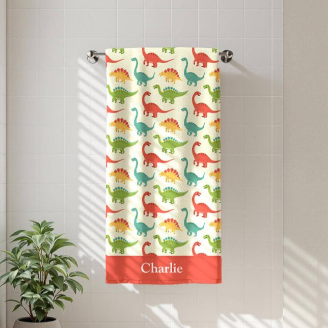 Serviette De Plage Enfants Dinosaure Rouge (Créateur téléchargé)