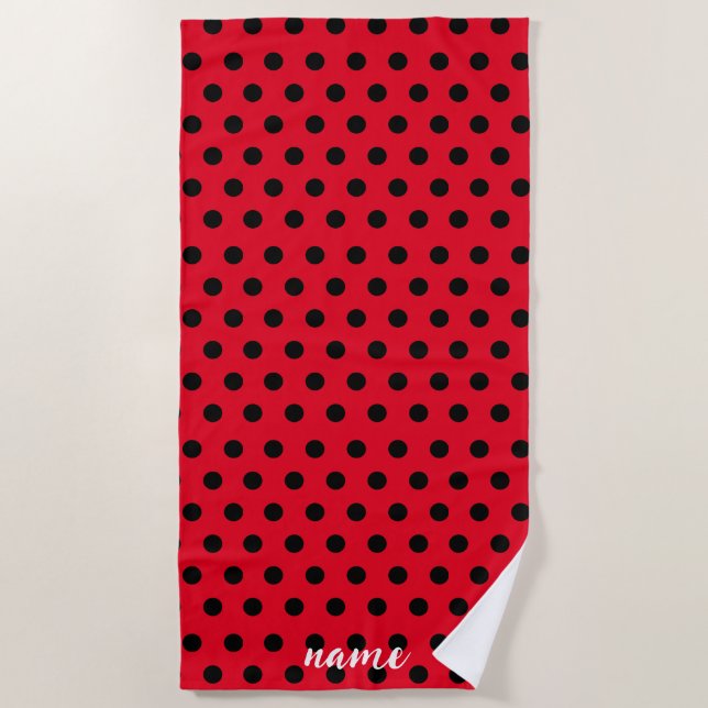 Serviette De Plage Enfants mignons Red Ladybug Polka dot party Motif (Devant)