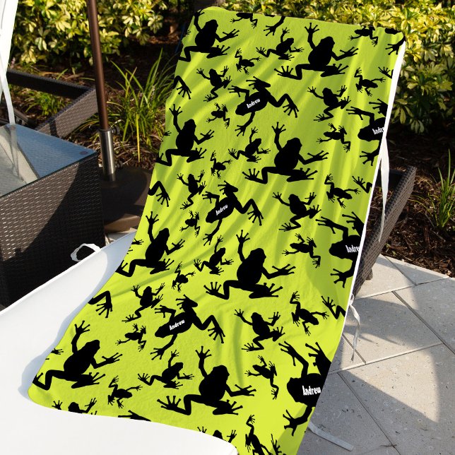 Serviette De Plage Enfants Motifs de grenouille verte et noire (Créateur téléchargé)