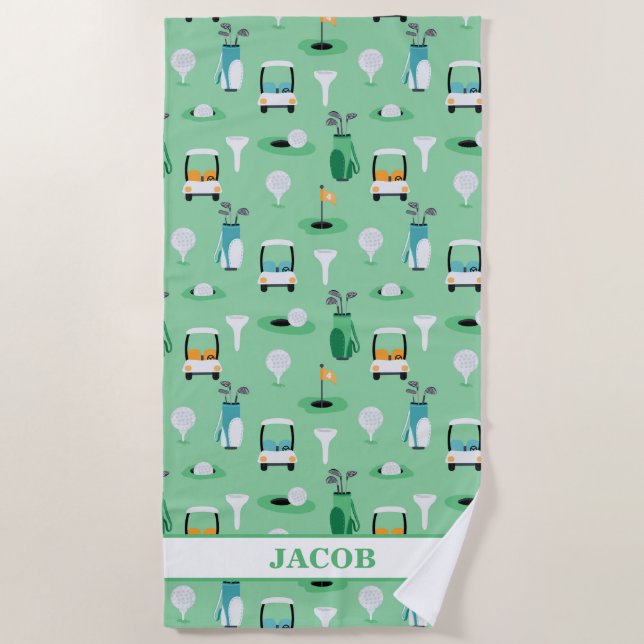 Serviette De Plage Enfants Personnalisés Golfcart Golfcart Golfing Sp (Devant)