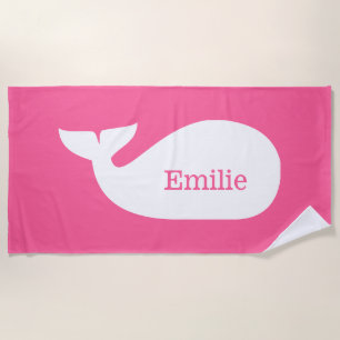 Serviette De Plage Enfants personnalisés par baleine lunatique rose
