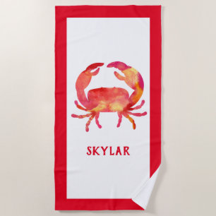 Serviette De Plage Enfants rouges de marine de vie marine d'océan de