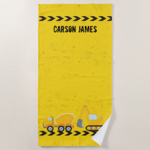 Serviette De Plage Enfants Véhicule de construction Personnalisé Garç