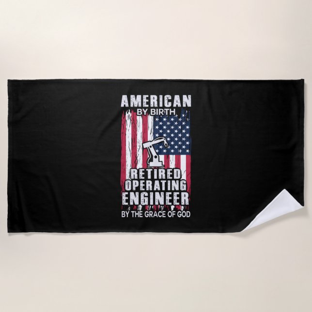 Serviette De Plage Engineer American Retired Operating Engineer (Devant)