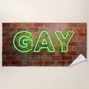 Serviette De Plage Enseigne néon gay illuminée SlipperyJoe lumineuse